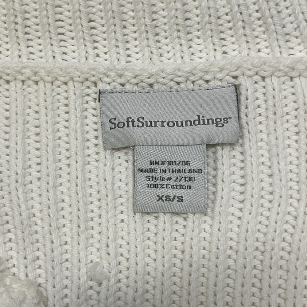 Soft Surroundings 3/4 Sleeve Chunky Cardigan Sweater Sz XS/S White Button Detail - Picture 7 of 9